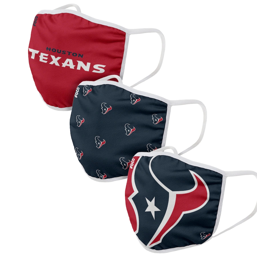  Houston Texans Adult Face Covering 3-PackDust mask with filter->houston texans->NFL Jersey